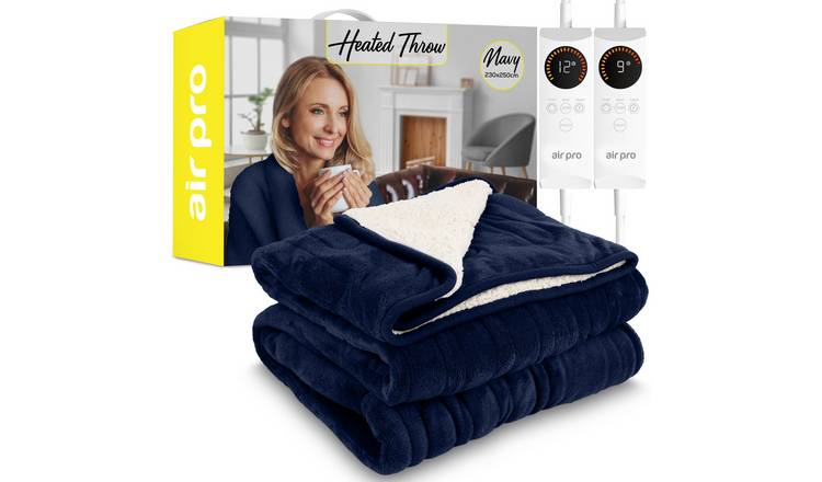 Air Pro King Heated Electric Blanket with Digital Controller 6 Settings - Navy