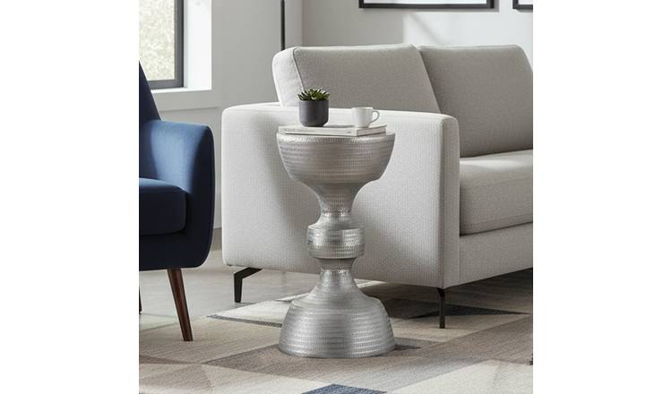 Orsina Matin Textured Aluminium Side Table - Silver