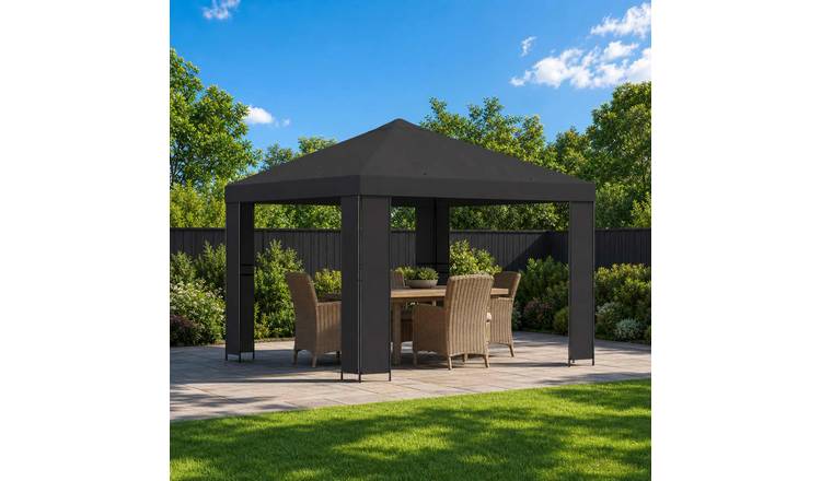 Walplus 3 x 3 m 190gsm Polyester Steel Garden Gazebo - Anthracite
