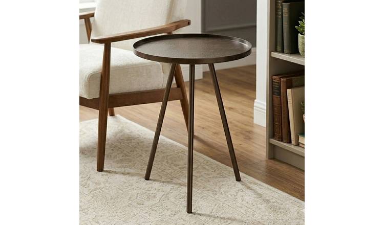 Orsina Corra Antique Weathered Side Table – Black