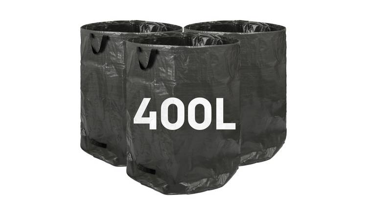 Harbour Housewares Heavy-Duty Garden Waste Bags - 400L - Black - Pack of 3