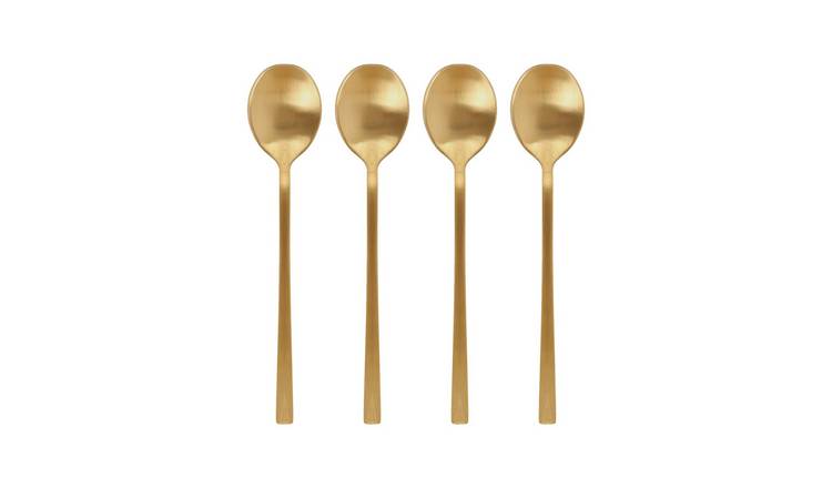 Argon Tableware Stainless Steel Teaspoons - Gold - Pack of 4