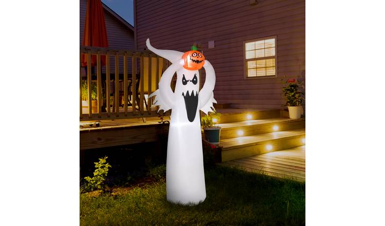 HOMCOM 6ft Halloween Floating Ghost with Pumpkin Inflatable Decoration