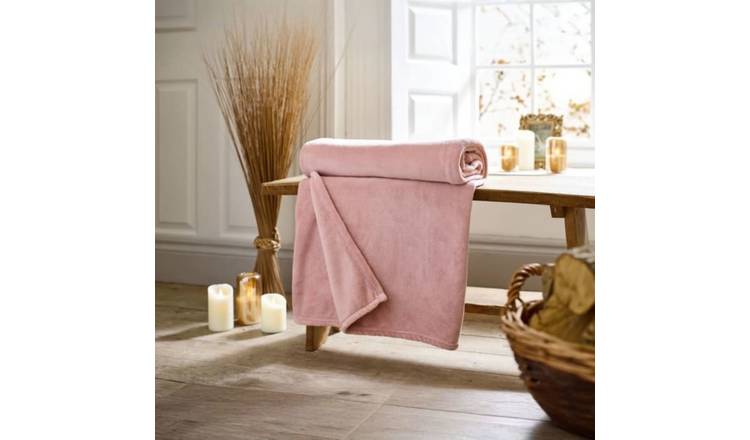 Deyongs Luxury Soft Sherpa Fleece Throw Blanket Snuggle Touch - Pink