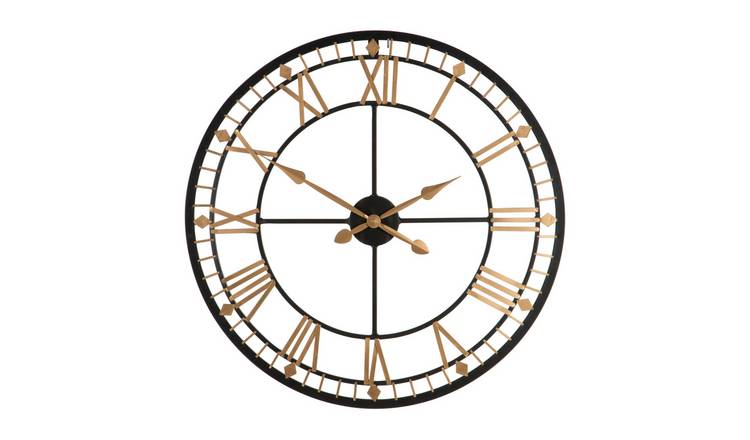 Orsina Vitus 80cm Dia Metal Wall Clock - Black and Gold