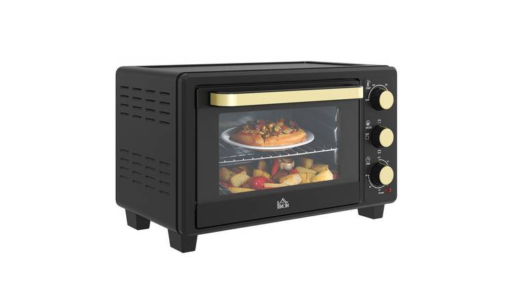 HOMCOM Mini Toaster Oven with Adjustable Temperature and Timer - Black