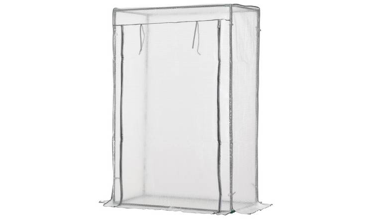 Outsunny PE Cover Roll Up Door Greenhouse – White