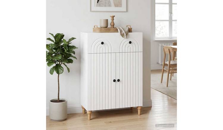 Walplus 1 Drawer Rectangular Sideboard 2 Shelf - White - 66 x 34.5 x 90 cm