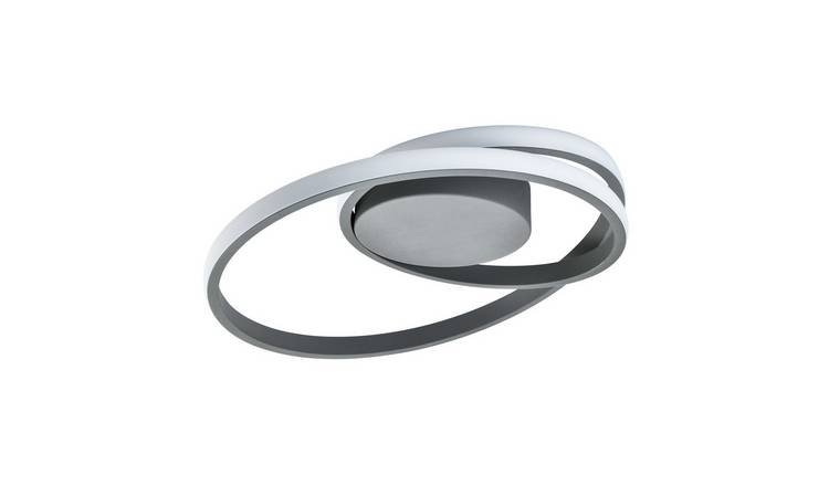 Happy Homewares Grey Single Loop Strip Flush LED Powered Ceiling Light - 39cm