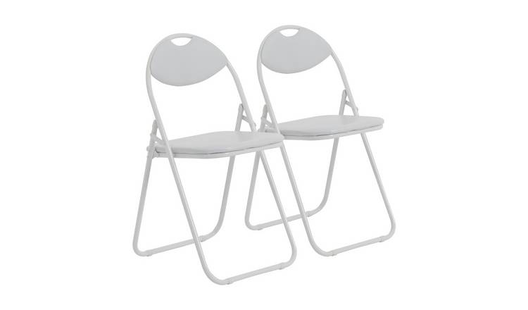 Harbour Housewares Padded Folding Chairs - White/White - Pack of 2