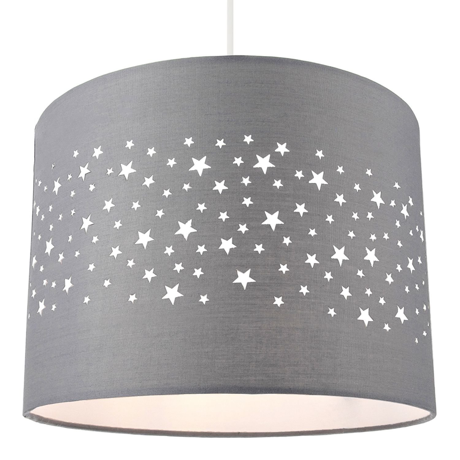 Happy Homewares Grey Stars Decorated Children Kids Soft Pendant Shade - 25cm - Image 2