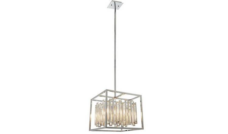 Loops Direct 35cm Diameter Steel and Crystal Pendant Light - Chrome