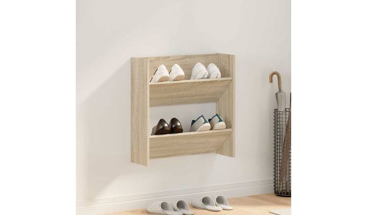 Walplus Engineered Wood Wall Shoe Cabinet - Sonoma Oak - 60 x 18 x 60 cm
