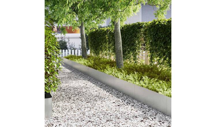 Walplus Pack of 10 Galvanised Steel Lawn Edging - Silver - 100 x 0.05 x 30 cm
