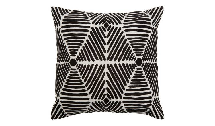 Orsina Bosie Ozella Kaleidoscope Stripe Square Cushion – Black and White