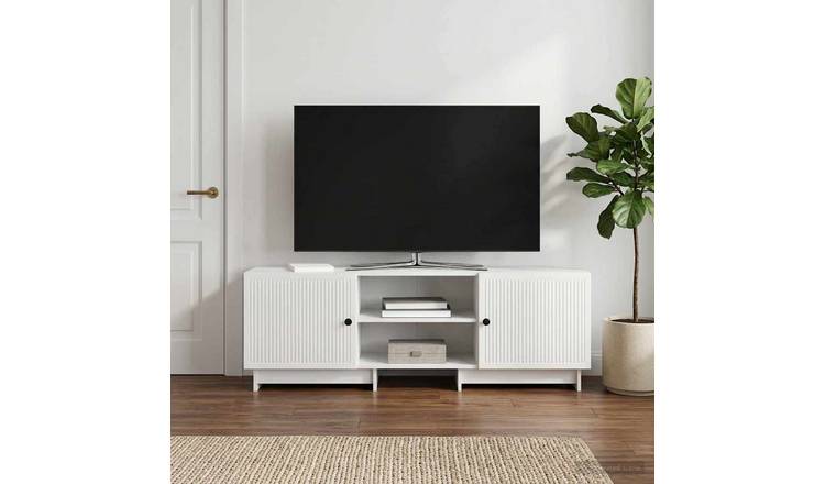 Walplus 2 Door High Gloss TV Cabinet - High Gloss White - 150 x 31 x 50 cm