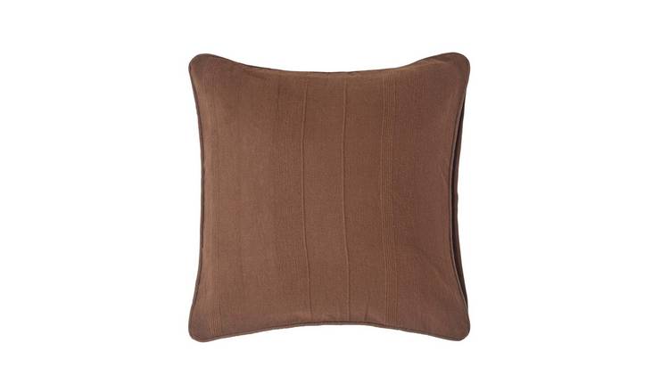Homescapes Chocolate Rajput Cotton Ribbed Cushion Cover - 60 x 60 cm