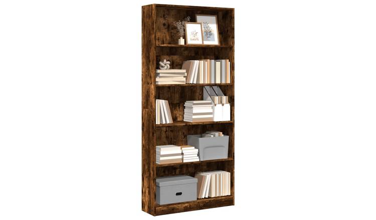 Walplus Engineered Wood Bookcase - Dark Oak - 80 x 24 x 176 cm