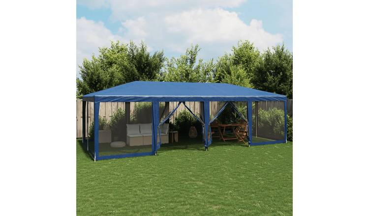 Walplus 8 x 4 m HDPE Party Tent with 12 Mesh Sidewalls - Blue