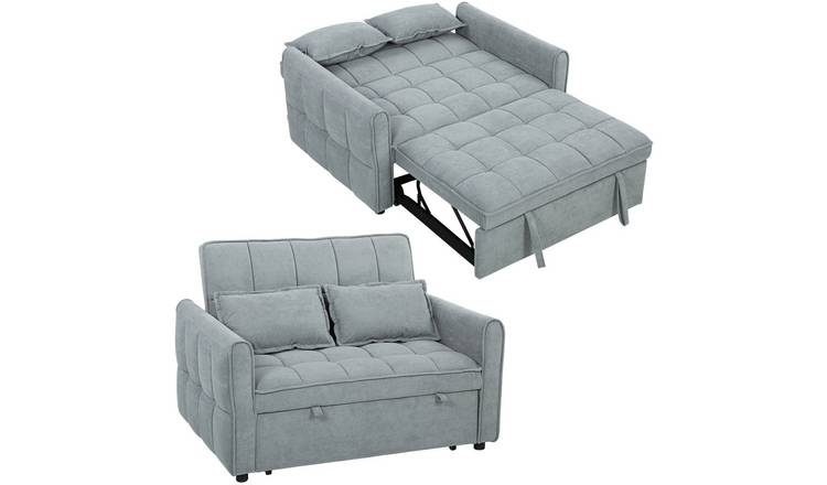HOMCOM 2 Seater 3 in 1 Velvet Adjustable Sofa Bed for Living Room - Grey
