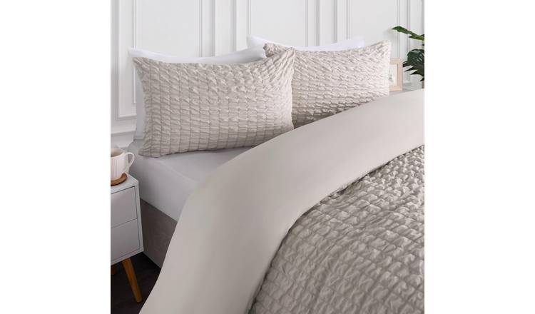 OHS Seersucker Duvet Cover Set Geo Natural - Double