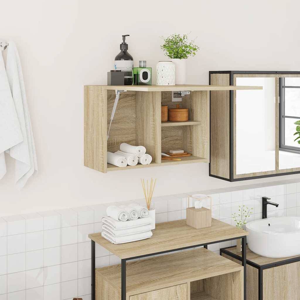 Walplus Engineered Wood Bathroom Wall Cabinet - Sonoma Oak - 60 x 25 x 40 cm - Image 1