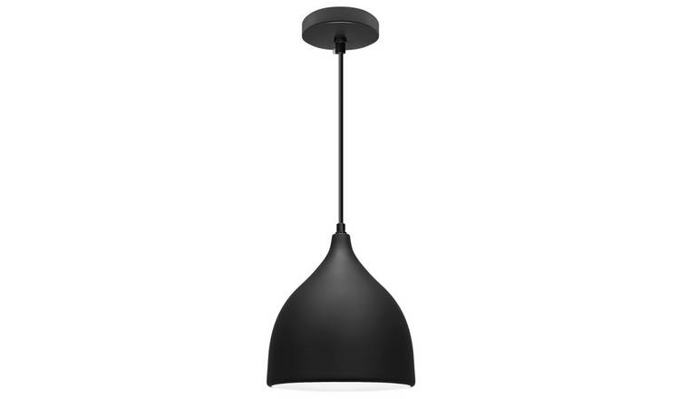 Energy Light Bulbs Teardrop Bell Metal Ceiling Pendant Light - Black