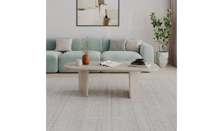 Decortie Ovalis Melamine Particleboard Coffee Table - Stone