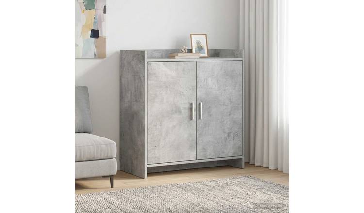 Walplus 2 Door Rectangular Sideboard - Concrete Grey - 72 x 36 x 80 cm