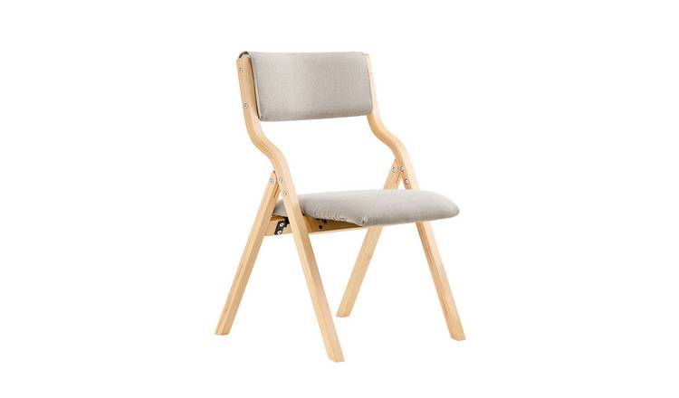SoBuy Backrest Padded Folding Wooden Chair - Light Grey