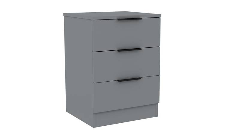 Vida Designs Trega 3 Drawer Bedside Chest - Grey