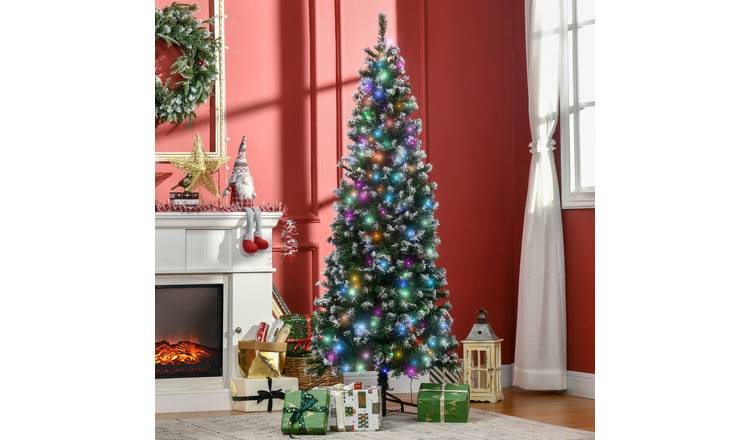 HOMCOM 6ft Prelit Slim Pencil Artificial Christmas Tree - Green