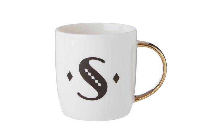Orsina Diamond Deco S Monogram Mug – White