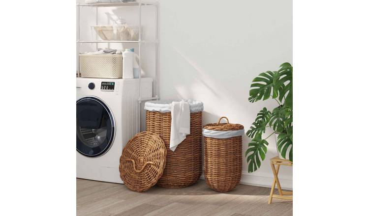 Walplus Pack of 2 Laundry Basket - Brown - 42 x 42 x 60 cm