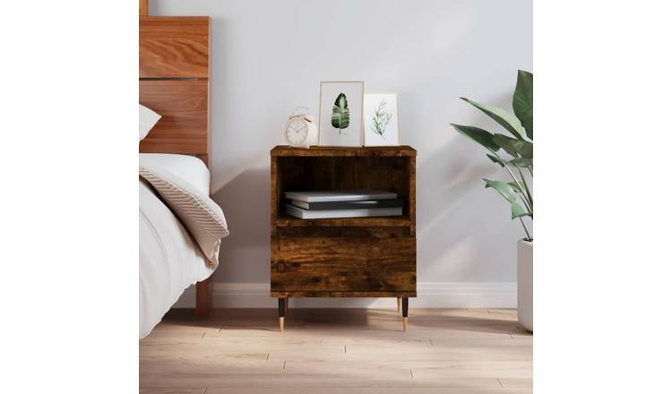 Walplus 1 Drawer Bedside Storage Cabinet - Dark Oak - 40 x 35 x 50 cm