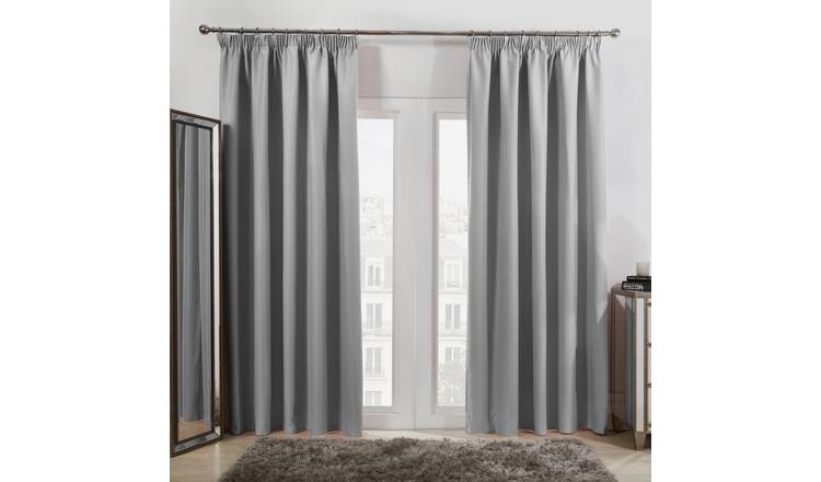 OHS Pencil Pleat Blackout Curtains 168 x 183cm - Silver