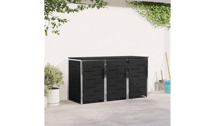 Walplus Stainless Steel Wheelie Bin Store - Black - 207 x 77.5 x 112.5 cm
