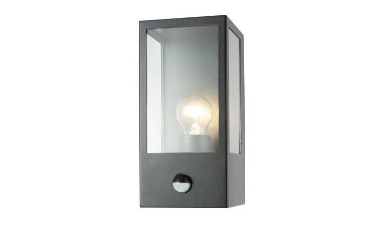 Happy Homewares Black PIR Sensor with Box Shape IP44 Outdoor Wall Light - 12cm