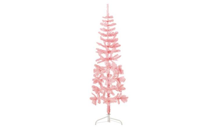 Walplus 176 Branch Tips Slim Half Artificial Christmas Tree - Pink - 150 cm