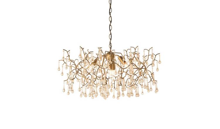 Loops Direct Steel and Glass Chandelier - Aged Gold