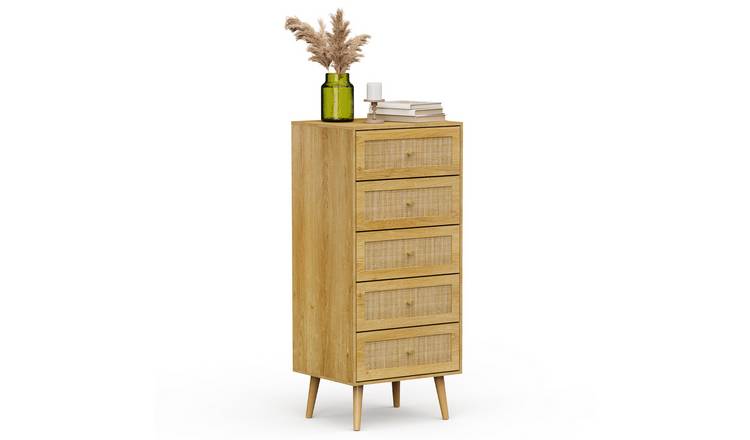 Vonhaus Sienna Tall Bedroom Chest of Drawers - Brown