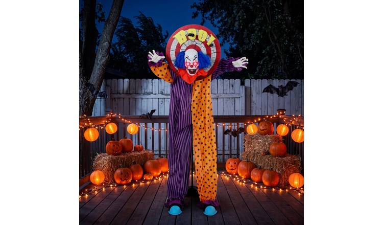 HOMCOM 5.5ft Animated Halloween Talking Circus Clown Decoration-Multicoloured