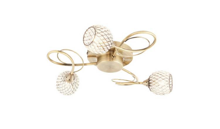 Loops Direct 42.5cm Diameter Semi Flush Ceiling Light - Antique Brass