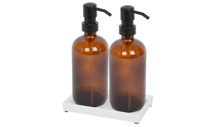 Harbour Housewares 2 Piece Soap Dispenser Set  - Amber