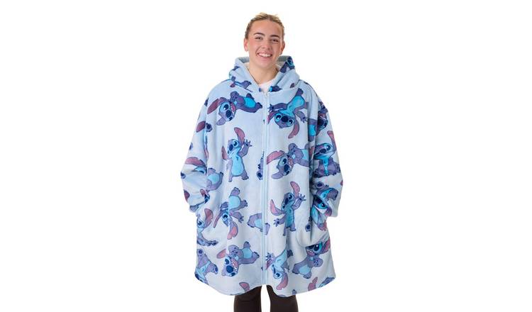 Disney Stitch Character Adult Womens Zip Through Blanket Hoodie - Blue
