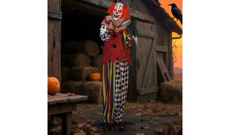 Outsunny 5.7ft Animated Halloween Talking Circus Clown Decoration-Yellow