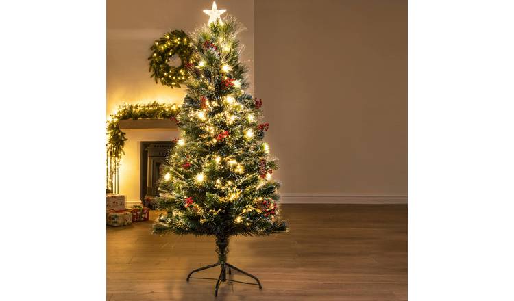 Christmas Tree World 5ft Frosted LED Pine Fibre Optic Tree