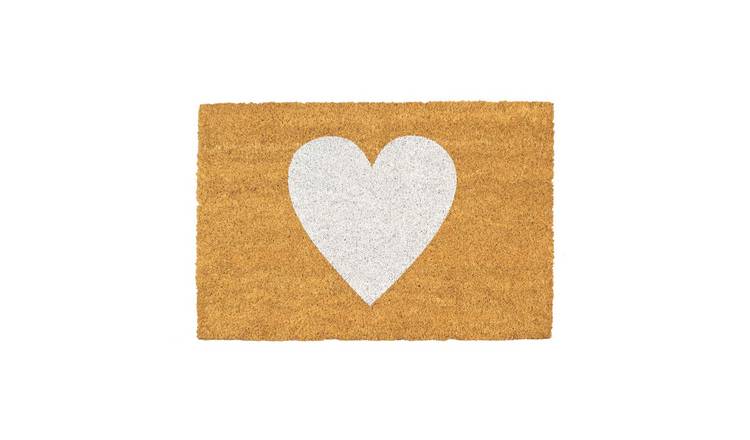 Nicola Spring Coir Door Mat - White Heart