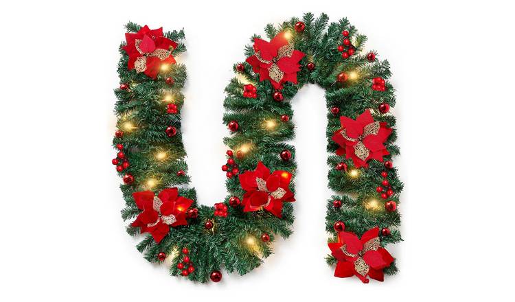 My Christmas Pre-Lit Christmas Garland with LED Lights 2.7m - Red