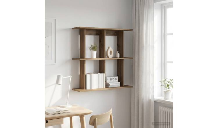 Walplus Engineered Wood Wall Shelf - Oak - 80 x 20 x 75 cm